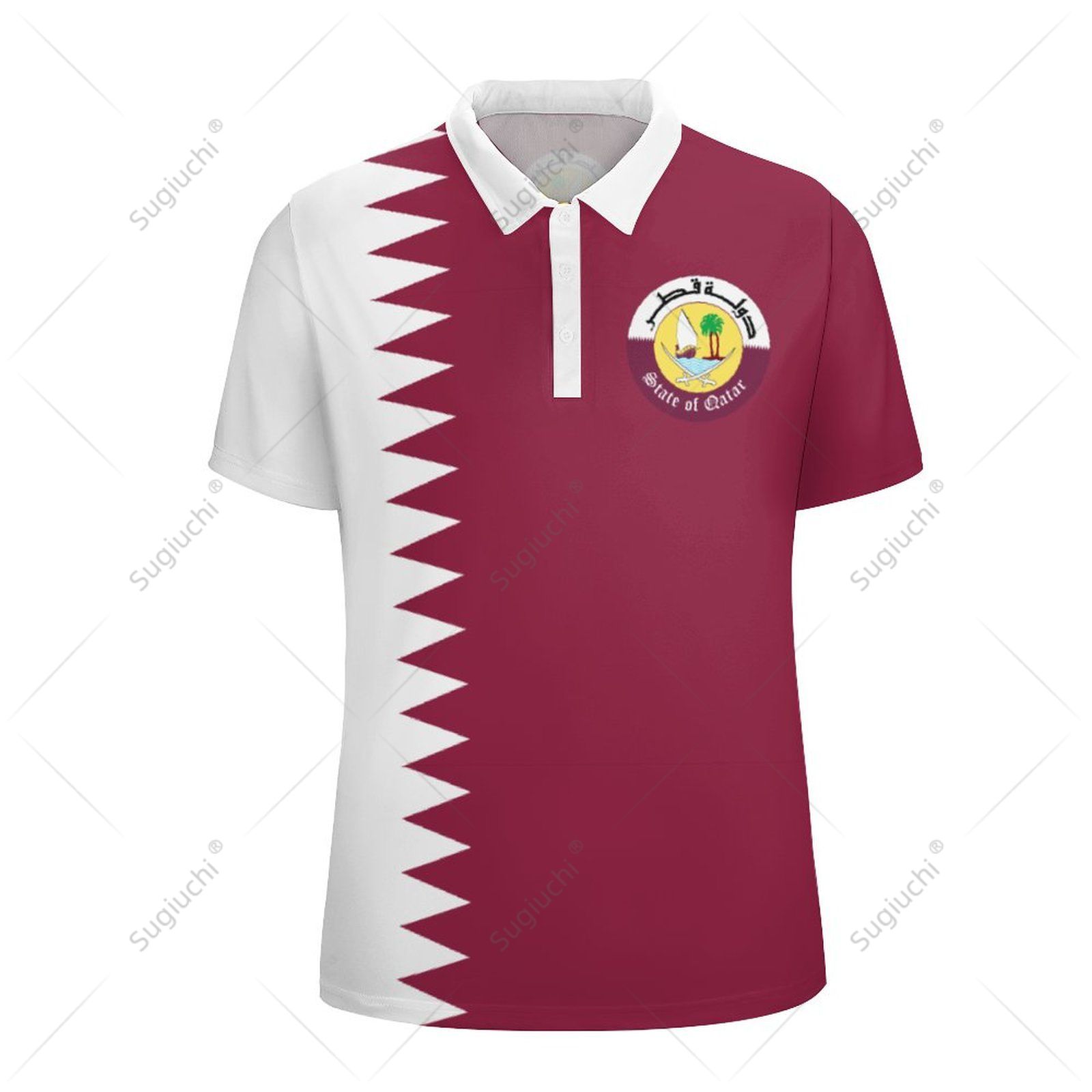Unisex Polo Shirt Qatar Flag 3 - 3D Printing Qatar 评论和价格