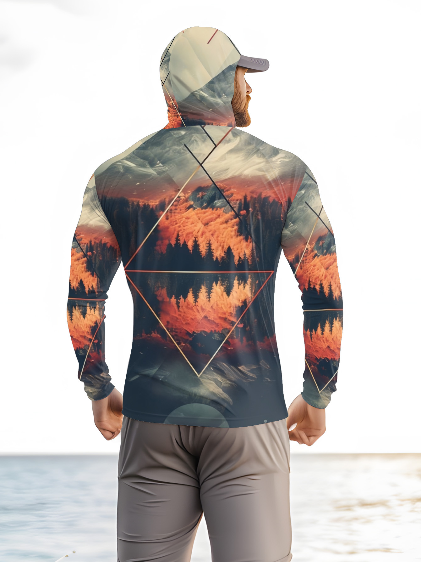 Outdoor Men's Fishing Hoodie B - 3D Printing Mask 评论和价格