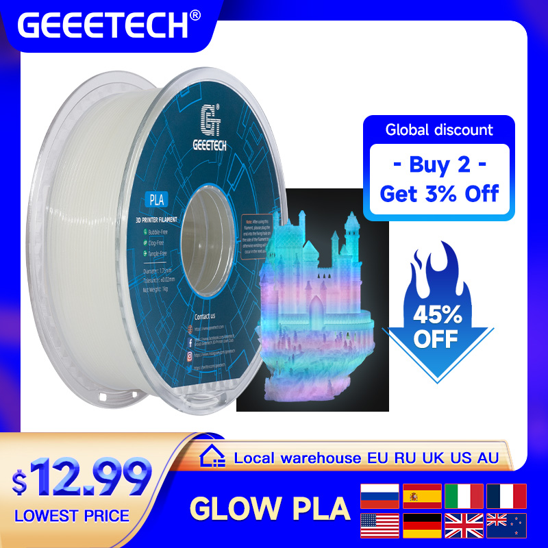 GEEETECH Glow PLA 1.75mm 1kg G - 3D Printing Nylon 评论和价格